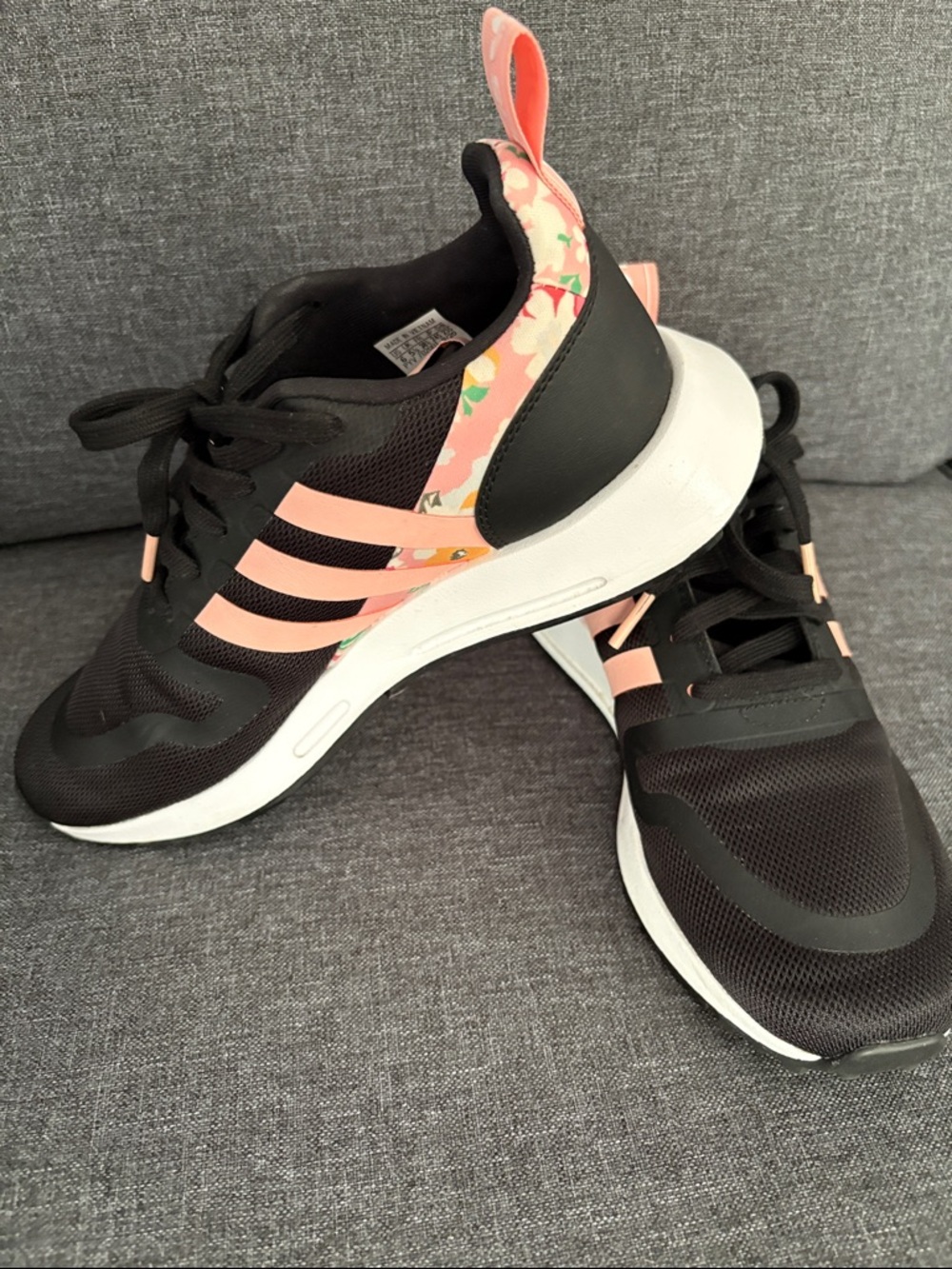 adidas Women's Black and Light Pink Running Sneakers